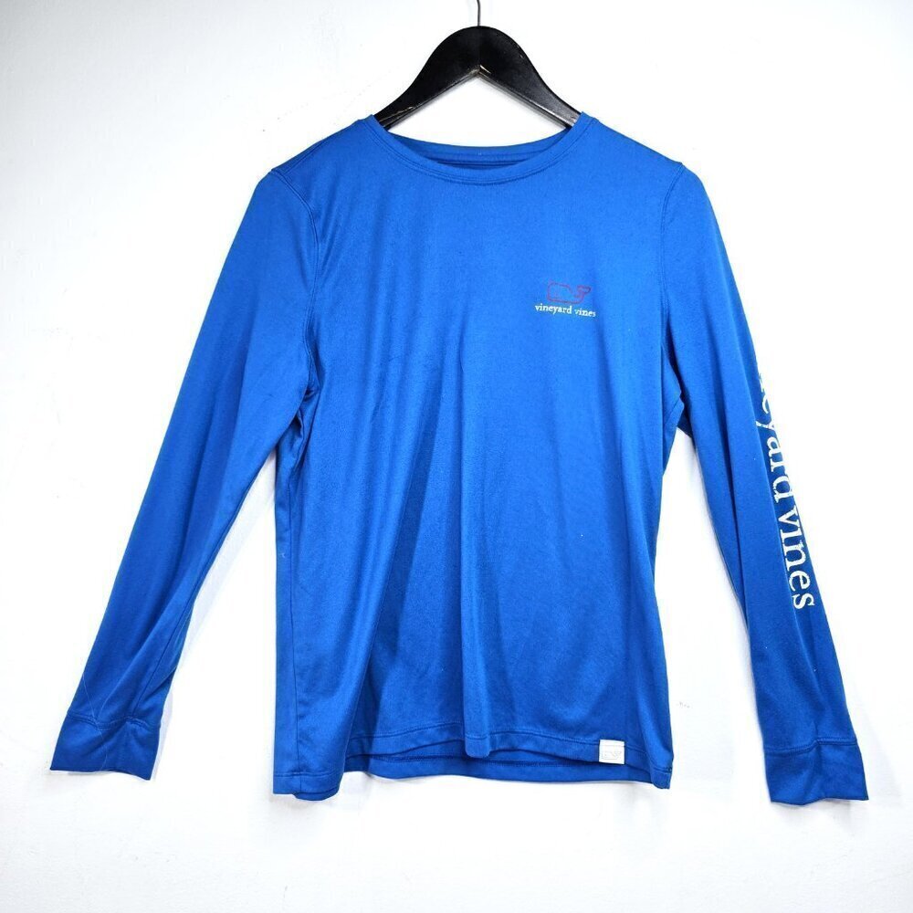 Vineyard Vines Shirt Mens M Blue Long Sleeve Performance Logo Lightweight